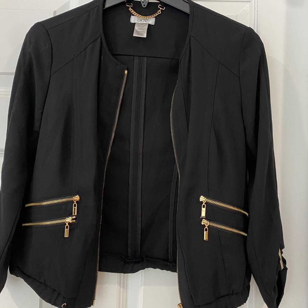 Cache 90s Y2K Gathered Drawstring Tie Light Bomber Jacket Size 0